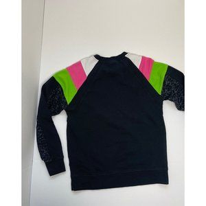 Reebok Womens Retro Sweatshirt Black White‎ Pink Green | Size M